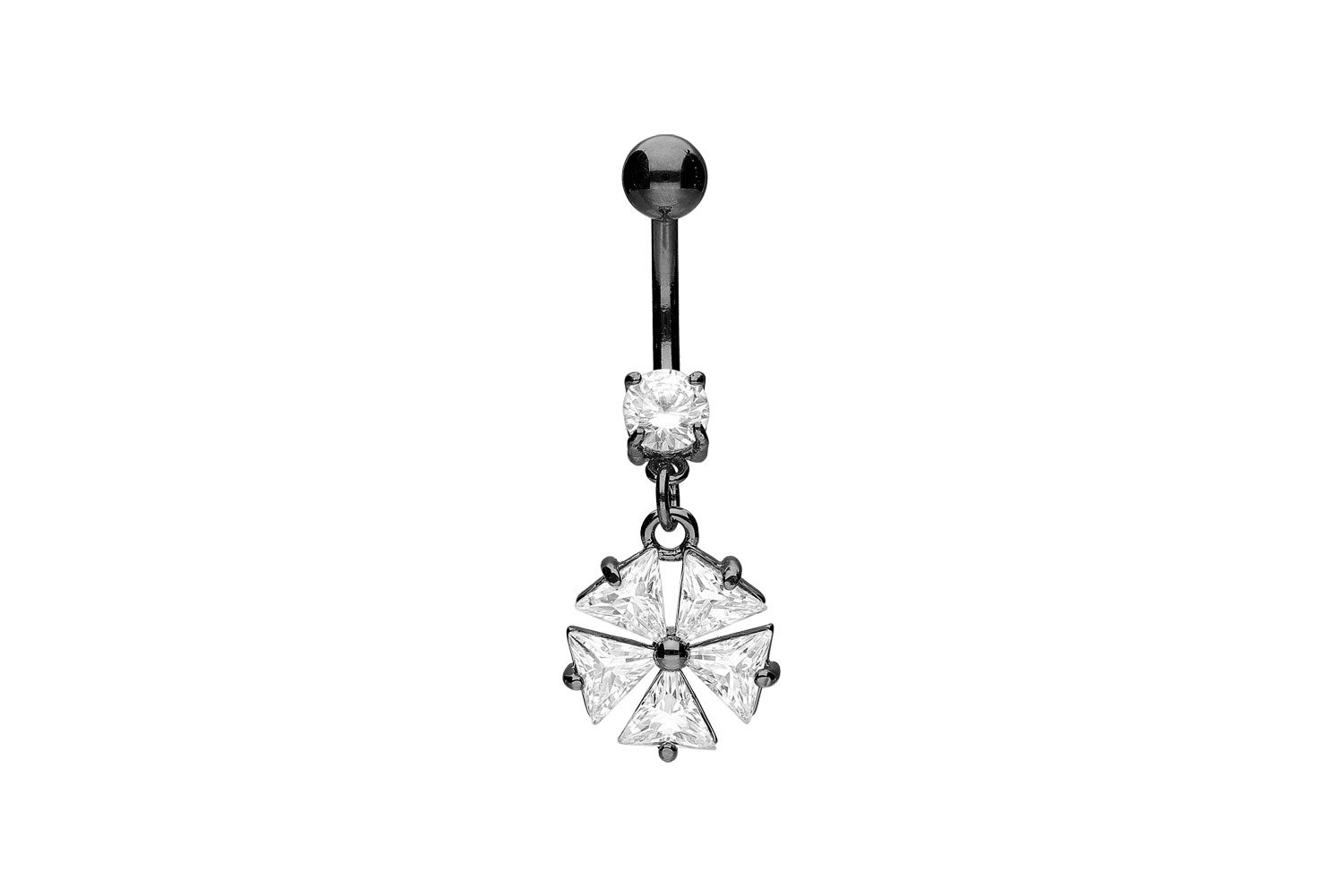 Chirurgenstahl Bananabell Piercing mit Brass-Design EISKRISTALL ++SALE++
